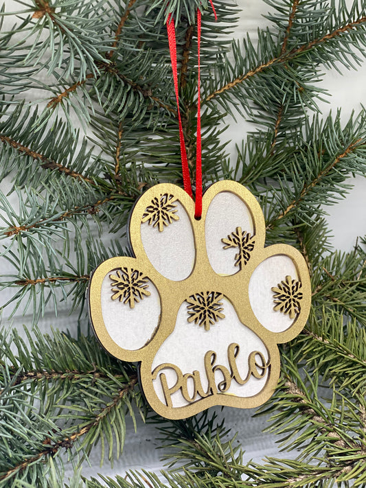 Customized Paw Print Christmas Ornament